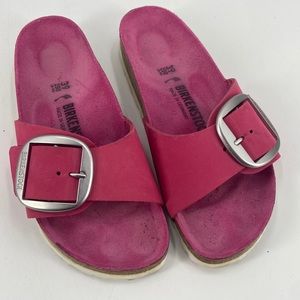 Birkenstock pink Madrid big buckle leather sandals